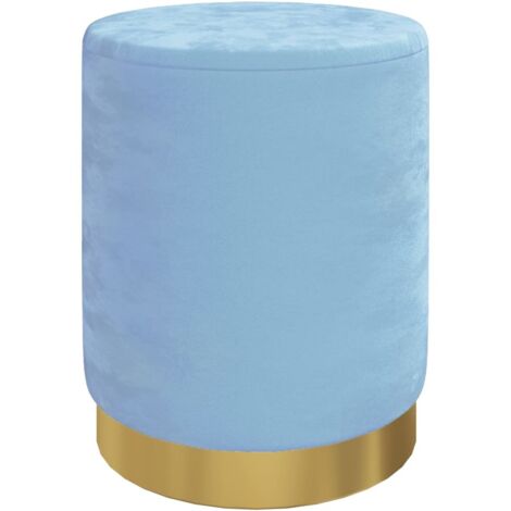 vidaXL Sgabello Rotondo con Contenitore Azzurro in Velluto 31 x 37 cm