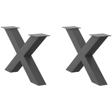 vidaXL Gambe per Tavolino da Caffè a Forma di X 2 pz Antracite 70x(42-43) cm Acciaio