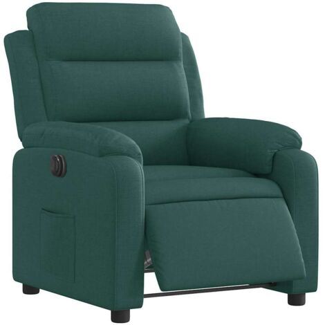 vidaXL Poltrona Elettrica Reclinabile Verde Scuro in Tessuto