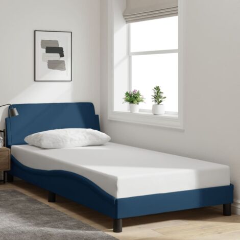 vidaXL Giroletto con Testiera Dover Blu 100x200 cm Tessuto (1/5)