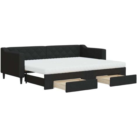 vidaXL Divano Letto Estraibile con Cassetti Nero 80x200 cm in Tessuto