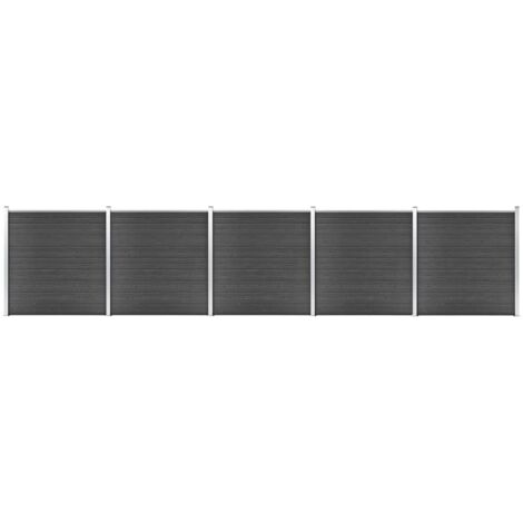 vidaXL Set Pannelli di Recinzione in WPC 872x186 cm Nero