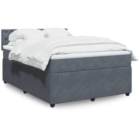 vidaXL Giroletto a Molle con Materasso Grigio Scuro 160x200 cm Velluto