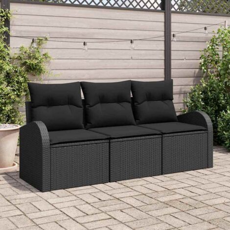 vidaXL Set Divano da Giardino Nero polyrattan (1/5)