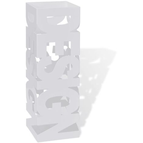 vidaXL Portaombrelli Bastoni Passeggio Quadrato Acciaio 48,5 cm Bianco