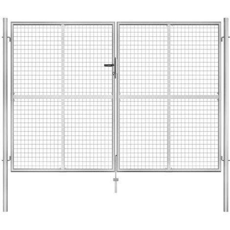 vidaXL Cancello da giardino in acciaio zincato 306x175 cm argento