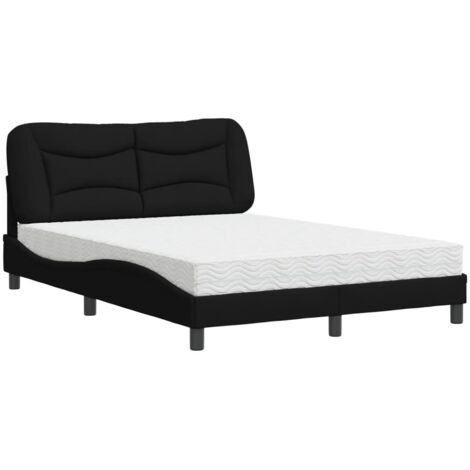 vidaXL Letto con Materasso Hvar Nero 140x190 cm in Tessuto (1/5)