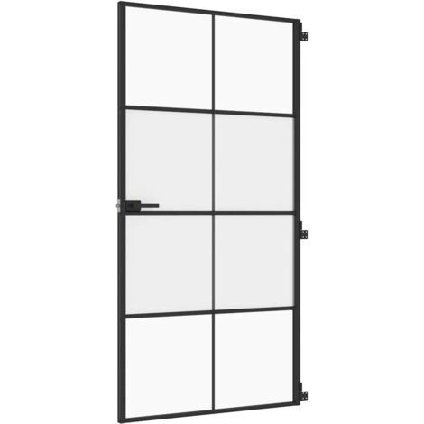 vidaXL Porta Interni Sottile Nera 102,5x201,5Vetro Temperato Alluminio