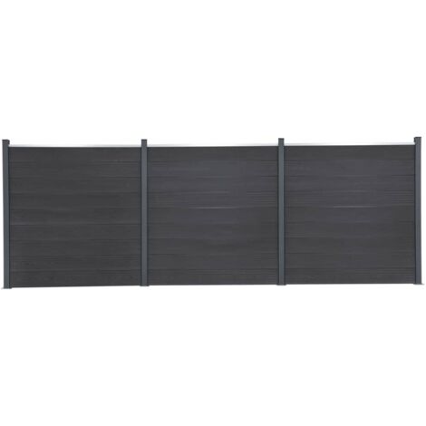 vidaXL Set Pannello di Recinzione Grigio 526x186 cm in WPC