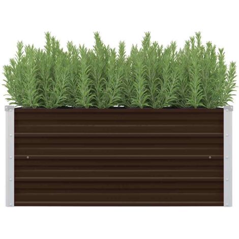 vidaXL Letto Rialzato Giardino Marrone 100x40x45 cm in Acciaio Zincato
