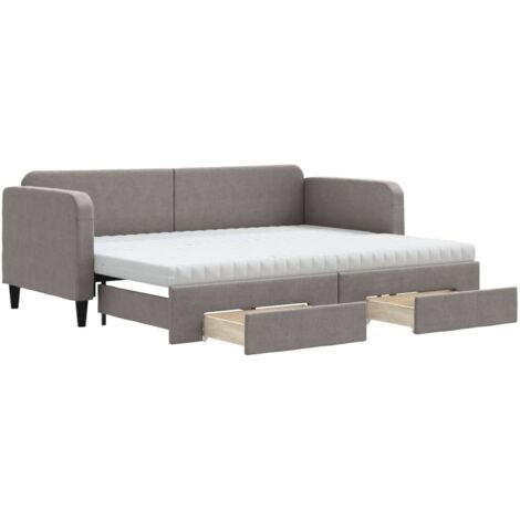 vidaXL Divano Letto Estraibile con Cassetti Tortora 80x200 cm Tessuto