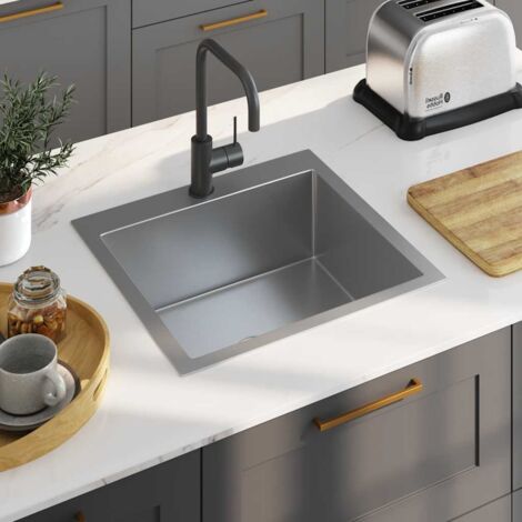vidaXL Lavello da Cucina Lavorato a Mano in Acciaio Inox