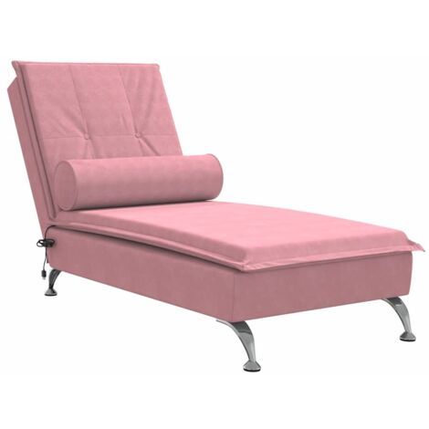 vidaXL Chaise Longue Massaggi con Cuscino Rosa in Velluto