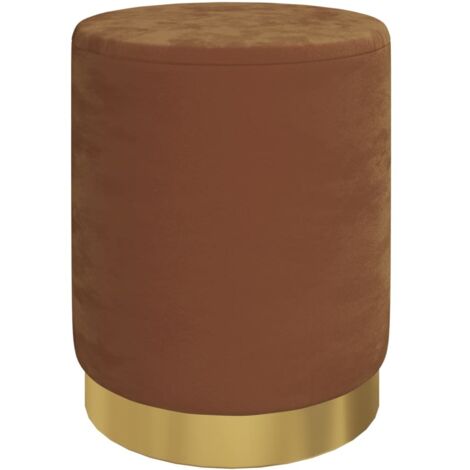vidaXL Sgabello Rotondo con Contenitore Marrone in Velluto 31 x 37 cm