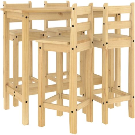 Set da Bar 5 pz in Legno Massello di Pino vidaXL 630910