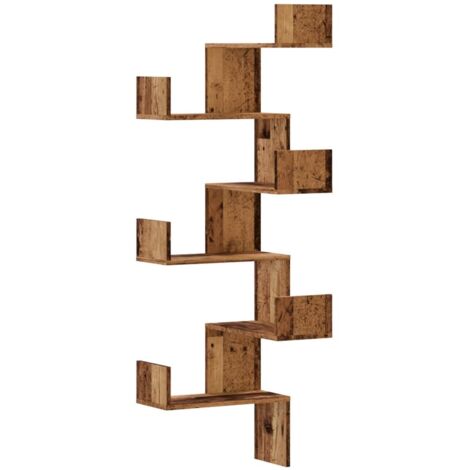 vidaXL Scaffale Angolare Muro Legno Antico 45x45x147 cm Multistrato