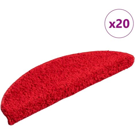 vidaXL Tappetini per scale 20 pz 56x17x3 cm rossi semicircolari