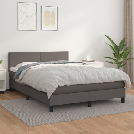 vidaXL Giroletto a Molle con Materasso Grigio 140x200 cm in Similpelle (1/5)