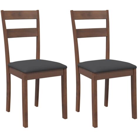 vidaXL Sedie da Pranzo con Cuscini 2pz Marrone Legno Massello di Hevea