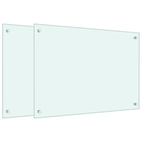vidaXL Paraschizzi per Cucina 2 pz Bianchi 70x50 cm in Vetro Temperato