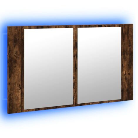 vidaXL Armadietto a Specchio con LED Rovere Fumo 80x12x45cm Acrilico
