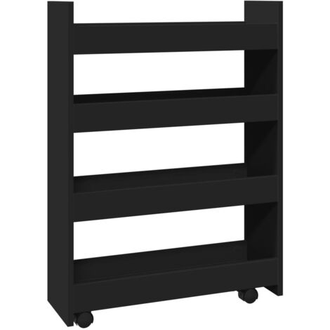 vidaXL Carrello Portaoggetti Stretto a 4 Livelli Nero in Truciolato