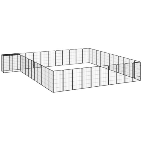 vidaXL Box Cani 46 Pannelli Nero 50x100 cm Acciaio Verniciato Polvere