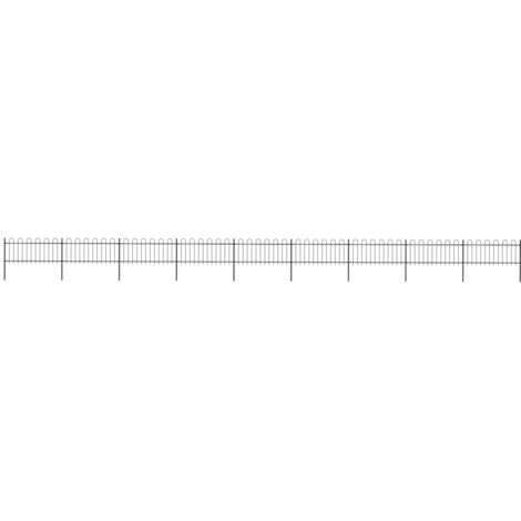 vidaXL Recinzione da Giardino con Parte Superiore ad Anello in Acciaio 1603,5x80 cm Nero