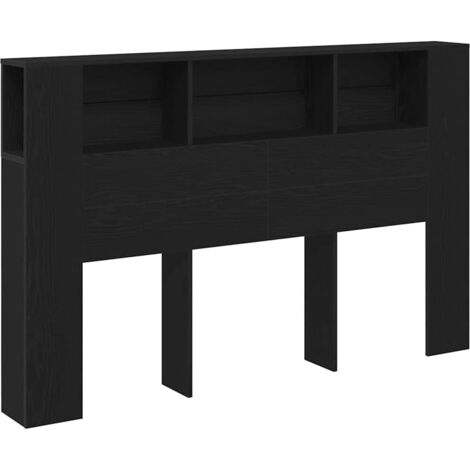 vidaXL Testata del letto con testiera Rovere Nero 160 x 19 x 104,5 cm