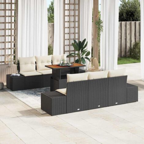 vidaXL Set Divano da Giardino con archiviazione 7 pcs Nero Poly Rattan (1/5)