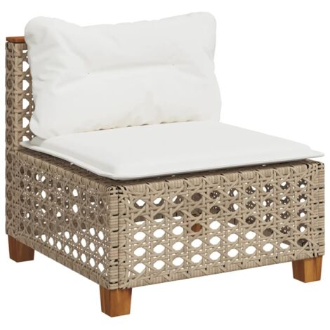 vidaXL Divano Giardino Senza Braccioli con Cuscini Beige in Polyrattan