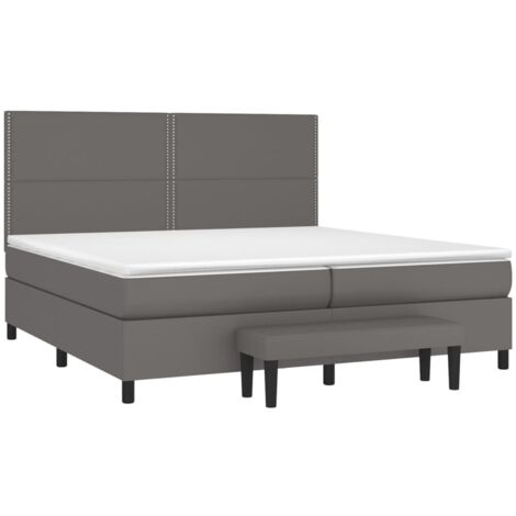 vidaXL Giroletto a Molle con Materasso Grgio 200x200 cm in Similpelle (1/5)