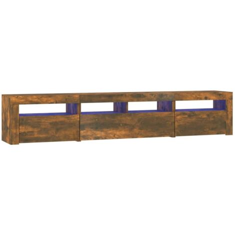 vidaXL Mobile Porta TV con Luci LED Rovere Fumo 210x35x40 cm