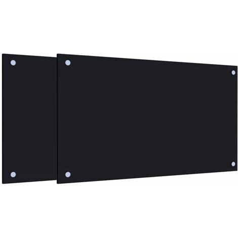 vidaXL Paraschizzi per Cucina 2 pz Neri 70x40 cm in Vetro Temperato