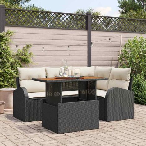 vidaXL Set Divano da Giardino con archiviazione 5 pcs Nero Poly (1/5)