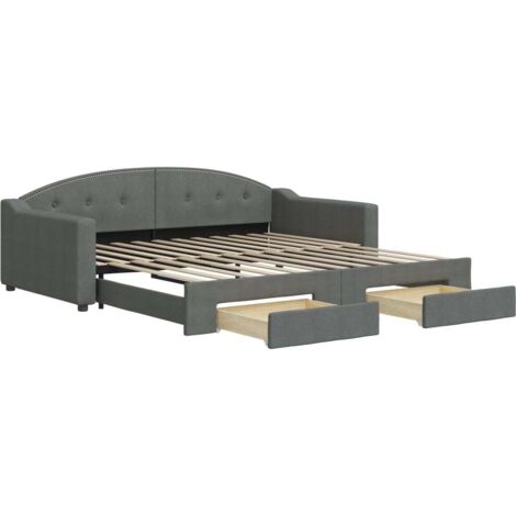 vidaXL Divano Letto Estraibile Cassetti Grigio Scuro 100x200cm Tessuto (1/5)