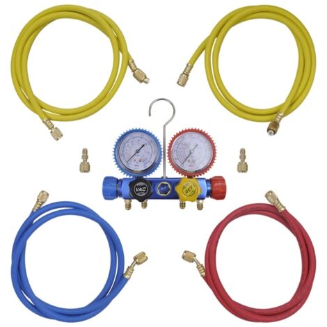 vidaXL Set Manometro a 4 Vie con Custodia (1/5)