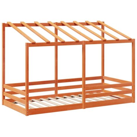 vidaXL Letto Bambini con Tetto Marrone Cera 100x200 cm Massello Pino