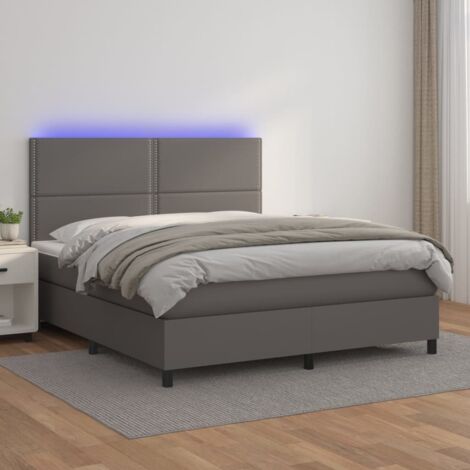 vidaXL Giroletto Molle con Materasso e LED Grigio 140x190cm Similpelle