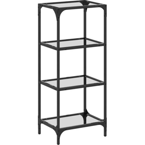 vidaXL Scaffale con Piano in Vetro Trasparente 40x30x95cm in Acciaio