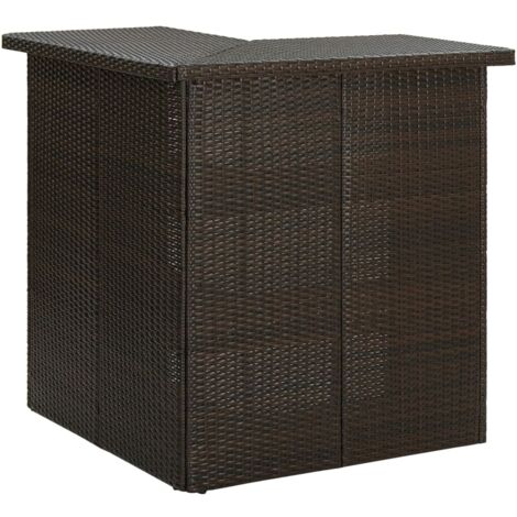 vidaXL Tavolo da Bar ad Angolo Marrone 100x50x105 cm in Polyrattan