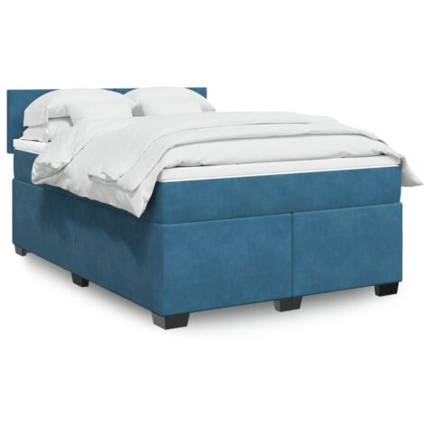 Giroletto a Molle con Materasso Blu 140x200 cm in Velluto vidaXL