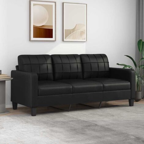 Divano a 3 Posti Nero 180 cm in Similpelle vidaXL 425755
