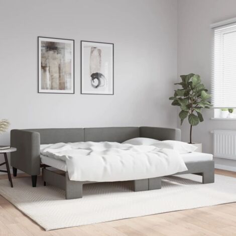 vidaXL Divano Letto con Letto Estraibile Grigio Scuro 90x200cm Tessuto