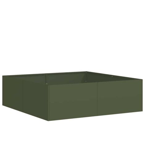 vidaXL Fioriera Verde Oliva 100x100x30 cm in Acciaio