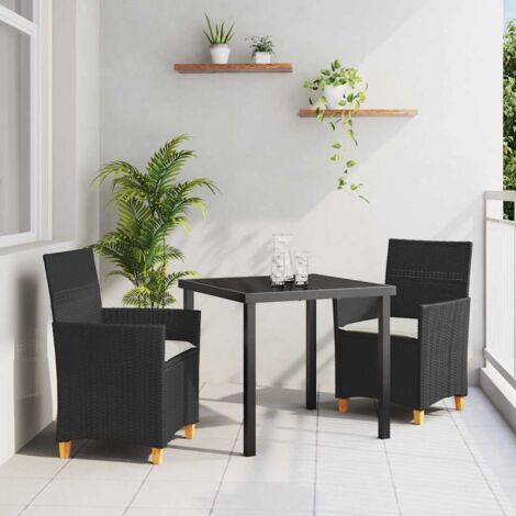 vidaXL Set da Pranzo per Giardino 3 pcs Nero polyrattan (1/5)