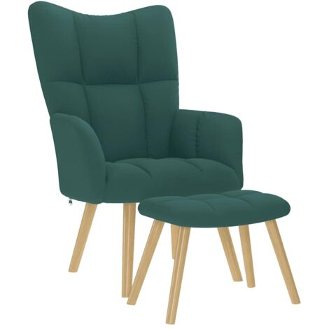 vidaXL Poltrona Relax con Poggiapiedi Verde Scuro in Tessuto