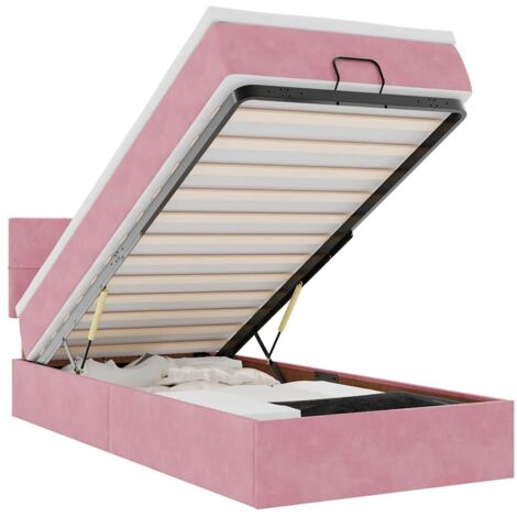 vidaXL Struttura Letto Pouf con Materasso Rosa 90x200 cm in Velluto