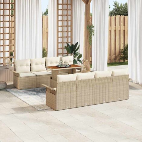 vidaXL Set Divano da Giardino con cuscino 7 pcs beige e panna (1/5)