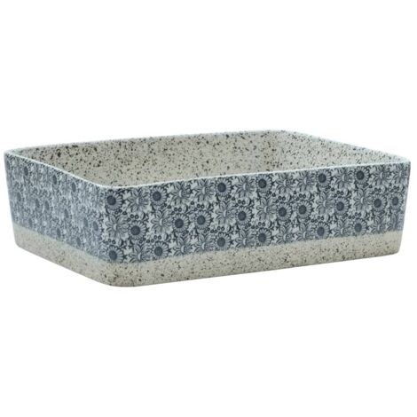 vidaXL Lavabo Appoggio Grigio e Blu Rettangolare 46x35,5x13cm Ceramica